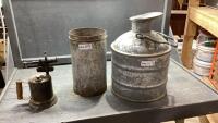 BLOW TORCH + CO-OP METAL CONTAINER, KEROSENE MEASURE JUG
