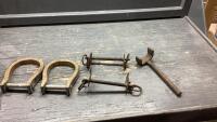 FLAT W/STIRRUPS, BAR BITS, WAGON WHEEL WRENCH + EVENER PIN