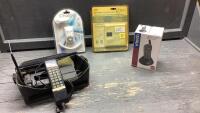 VTECH CORDLESS PHONE, HIGH VOLTAGE THERMOSTAT, CHARGER, VINTAGE BAG PHONE
