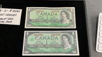 (2) CANADA $1 BILLS - 1954 & 1967