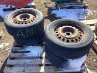 SET OF 4 FIRESTONE TIRES RUSTED RIMS 5-BOLTS