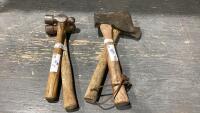 (2) BALL PEEN HAMMERS + (1) HATCHET + (1) SPLITTING MAUL