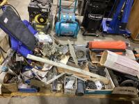 CART OF MISC W/ VEHICLE PARTS & ELECTRICAL PARTS