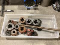 PIPE THREADER & ASSORTED RIDGID DIE HEADS 1" TO 2"