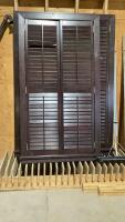 (2) DOUBLE SHUTTERED DOORS- MOHOGANY FRAMES