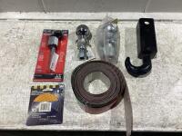 SHOP BOX W/ (2) BALL POINT HITCH, REFLECTIVE CIRCLES/STRIPS, HITCH RECEIVER LOCK & TOW HOOK
