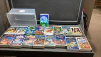 TOTE OF DISNEY VHS CLASSICS + BAG OF ASSORTED DVD MOVIES