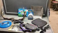 BBQ BASKET, LODGE CAST GRIDDLE, LIGHT , PELLET PISTOL, FAKE ANTLERS, LIGHT