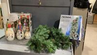 (2)ITEMS - GARLAND + (3)FESTIVE SNOWMEN