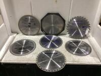 (8) MASTERCRAFT SAW BLADES 10" ASSORTED TEETH DENTS