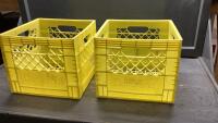 (2) YELLOW MILK CRATES