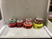 BOX OF TAPES WITH WARNING/GAS LINE/DANGER/PARKING/BURIED SIGN TAPES