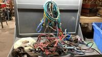 TUB WITH ASSORTED HALTERS + LEADS
