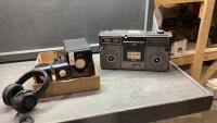 (2)ITEMS - JVC BOOMBOX + FLAT W/RAZOR HEADSET + SYLVANIA SPEAKERS