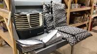 (3) ITEMS- 2 PATIO CHAIR CUSHIONS, INSULATED BAG