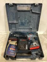 BOSCH DRILL SET W/ DRILL, BATTERY CHARGER, (2) BATTERIES & MISC CONTENTS