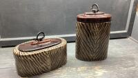 (2)HEAVY GLASS DECOR PIECES WITH LIDS