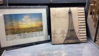 (2) ITEMS - EIFFEL TOWER 3D WALL DECOR + LARGE FRAME