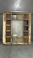 ANTIQUE WINDOW W/ TEXTURED COLORED GLASS PANES