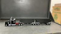 3-D PRINTED SEMI W/ DOUBLE HOPPER DUMP TRAILERS - BLACK CAB & TRAILERS