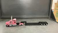 3-D PRINTED SEMI W/ LOW RIDER TRAILER. - PINK CAB