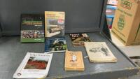 SASKATCHEWAN SPORTS LEGENDS BOOK, MERCURY OUTBOARD SHOP MANUAL, (7) FARMERS ALMANACS, SPORT LIFE & HORSEMAN SHIP MAGAZINES