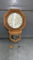 WATERBURY CLOCK CO. WALL CLOCK W/ KEY & PENDULUM