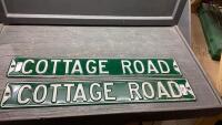 (2) METAL &ldquo;COTTAGE ROAD&rdquo; SIGNS