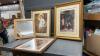 OAK FRAMED MIRROR & VARIOUS PICTURES