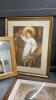 OAK FRAMED MIRROR & VARIOUS PICTURES - 3