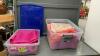 (2) TOTES OF SATIN FABRICS - PINKS/PEACH/PURPLE