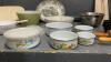 BOX OF KITCHEN ITEMS - BOWLS, MARBLE ROLLING PIN, (2) SETS OF METAL STORAGE CONTAINERS, PLATTER, WOOD SKEWERS ETC - 3