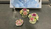 BONE CHINA FLORAL DECOR PIECES & GLASS BELL