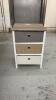SMALL CUBBY STAND W/ (3) FABRIC DRAWERS