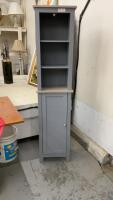 NARROW GREY CABINET W/ LOWER DOOR