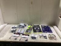 BOX OF MISC WITH DASH TRAY, WINDSHIELD MOUNT, 8" STRAPS