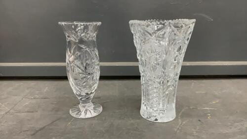 (2) CRYSTAL VASES - ONE IS PINWHEEL CRYSTAL