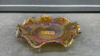 CARNIVAL GLASS LOW PROFILE BOWL