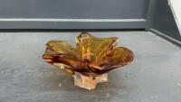 SMALL HEAVY GLASS DECOR PIECE - AMBER