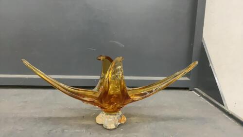 AMBER HEAVY GLASS PIECE