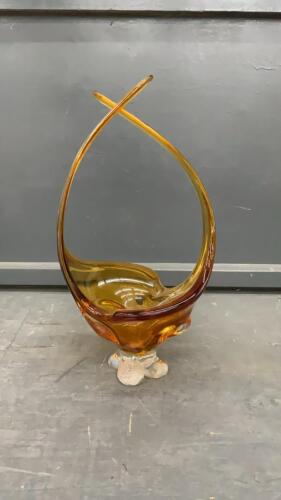 AMBER HEAVY GLASS DECORATIVE PIECE