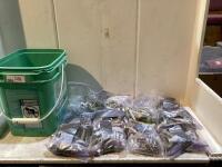 BUCKET OF ASSORTED BAGS OF BOLTS,SCREWS,WASHERS & MISC