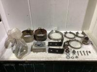 SHOP BOX W/ ASSORTMENT OF CLAMPS, WASHERS, BOLTS & AUX POWER