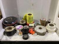 SHOP BOX OF ASSORTED TAPES (REFLECTIVR TAPE, ELETRICAL TAPE & DRYWALL TAPE