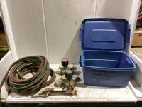 TOTE W/ CUTTING TORCH GAUGES & HOSE