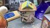 BOX OF HOUSEHOLD + DECOR - CHICKEN DISH, SMALL COOKIER JAR, COLLECTOR PLATE - 3