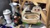 BOX OF HOUSEHOLD + DECOR - CHICKEN DISH, SMALL COOKIER JAR, COLLECTOR PLATE - 4