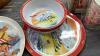 BOX OF HOUSEHOLD + DECOR - CHICKEN DISH, SMALL COOKIER JAR, COLLECTOR PLATE - 5
