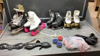 BOX OF SKATES - HOCKEY ,FIGURE SKATES , ROLLER SKATES