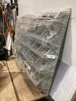 WALL MOUNTED ORGANIZER & CONTENTS (LUG NUTS, WHEEL STUDS, WHEEL WEIGHTS & MISC
